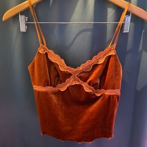 Velvet and lace orange Cami tank.